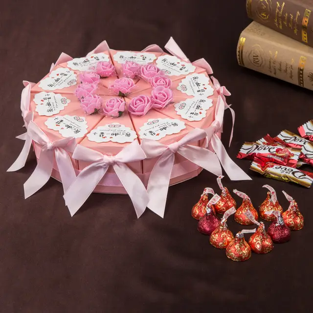 New European Style Cake Table Set Wedding Candy Box Wedding Gift Box Candy Box Pink Rose - Shop at LoveMi