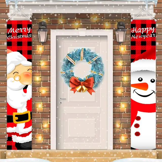 Haobei 21 Years New Product Cross border Christmas Door Curtain Couplet Santa Claus Pattern Holiday Decorations Santa Snowman Door Curtain - Shop at LoveMi