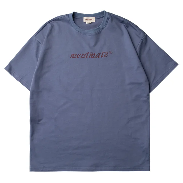 Nineteen color Cotton Couple Round Neck T shirt Loose Style Short Sleeves Blue - Shop at LoveMi