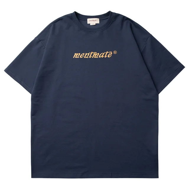 Nineteen color Cotton Couple Round Neck T shirt Loose Style Short Sleeves Navy Blue - Shop at LoveMi
