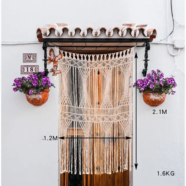 Hot selling Door Curtain Tapestry Bohemian Style Handmade Cotton Woven Ms7150Abeige120210 - Shop at LoveMi