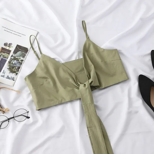 Autumn New Style Short Strappy Tube Top Strap Green - Shop at LoveMi