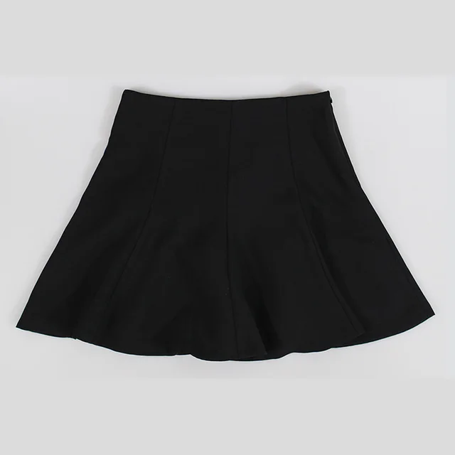 Korean Style Solid Color Flared Skirt High Waist Large Size A line Short Skirt Pleated Skirt Black Skirt - Shop at LoveMi