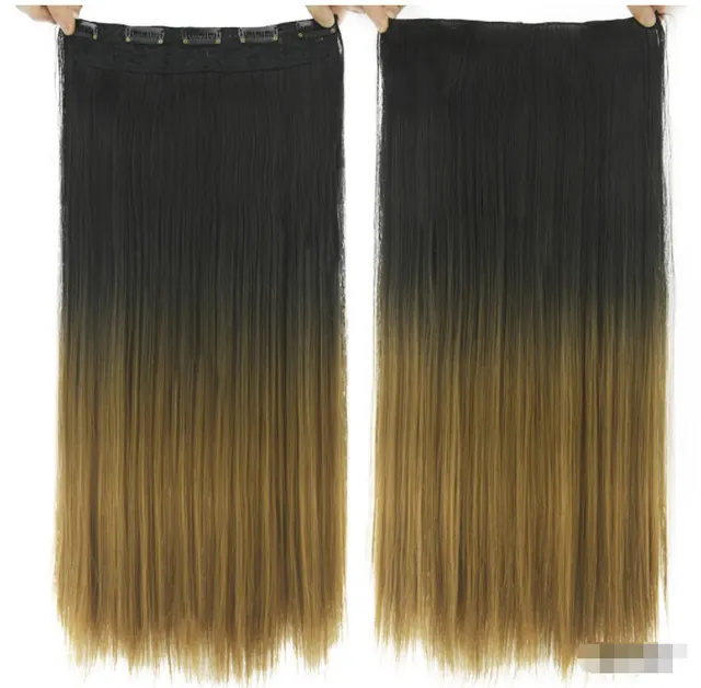 Dyed Gradual Straight Hair Clip Clip, Curtain T color Hair Extension Piece - Shop at LoveMi