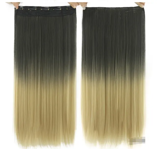 Dyed Gradual Straight Hair Clip Clip, Curtain T color Hair Extension Piece - Shop at LoveMi