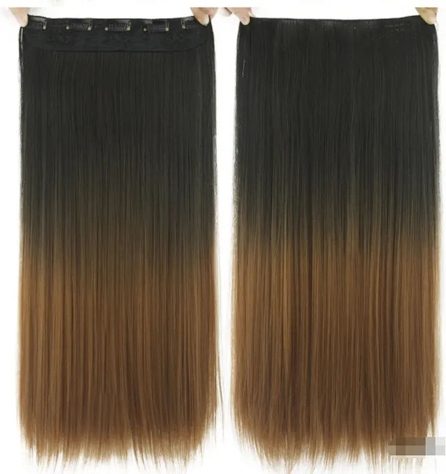 Dyed Gradual Straight Hair Clip Clip, Curtain T color Hair Extension Piece - Shop at LoveMi