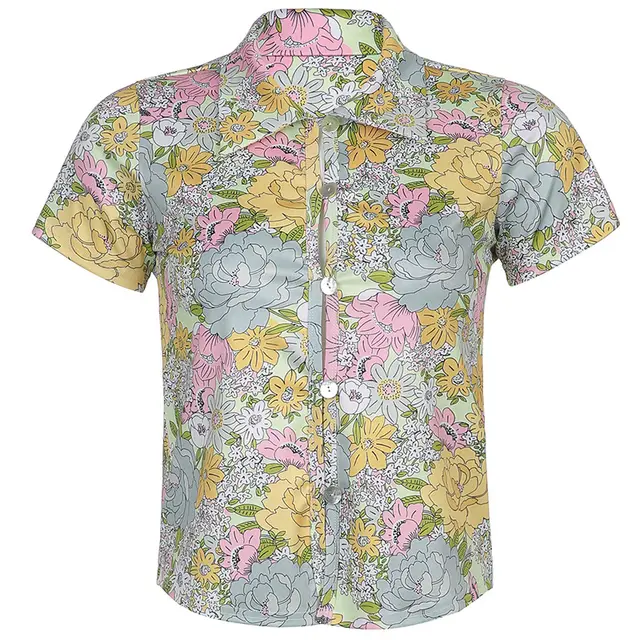 Printed Lapel Buttoned Shirt, High waisted, Bootcut Trousers, Casual Contrast Suit Color - Shop at LoveMi