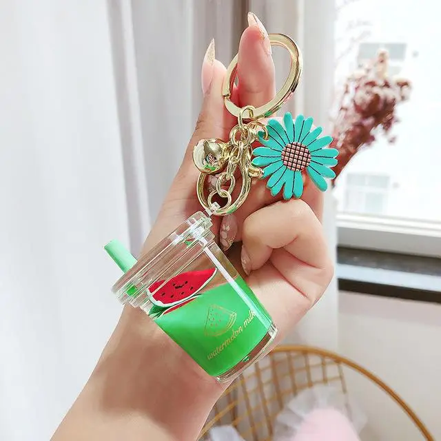 Car Key Chain Peach Juice Bottle Keychain Girly Heart Jewelry Green - Shop at LoveMi