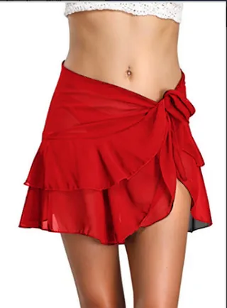 Summer Chiffon Beach Skirt - Red