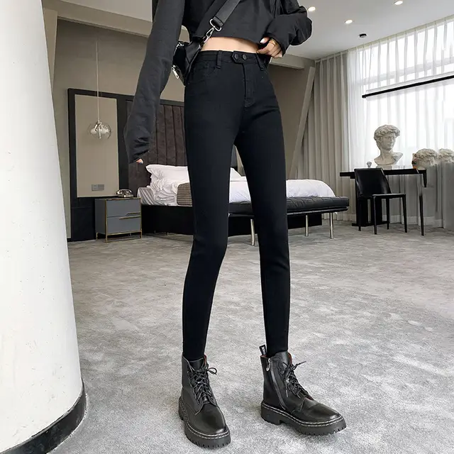 Nine point Pencil Pants Ins Net Red All match Skinny Jeans Women Black - Shop at LoveMi