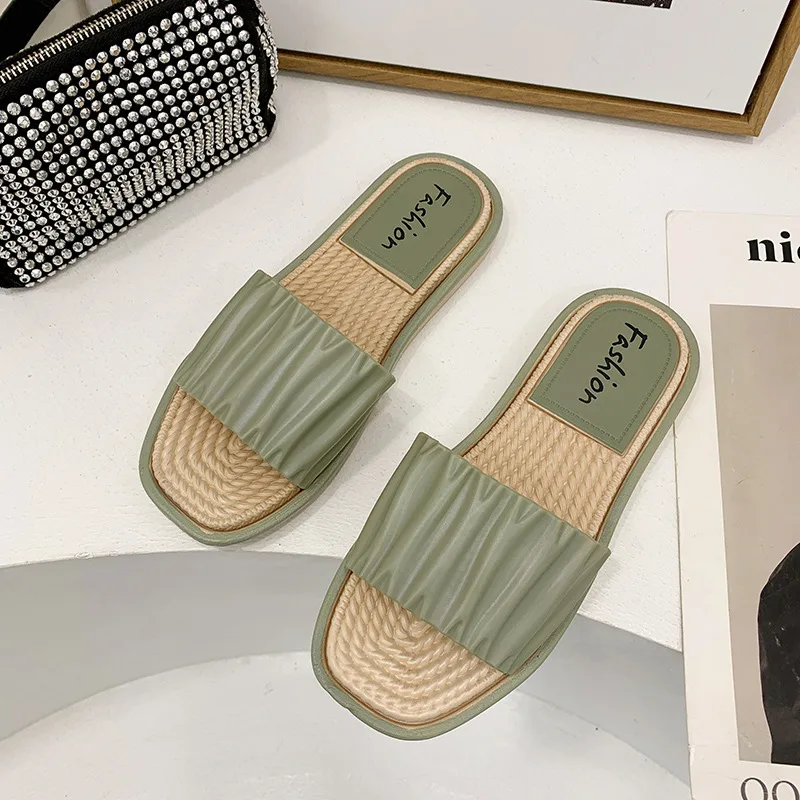 New Soft Candy Color One word Wet Water Ladies Slippers Green - Shop at LoveMi