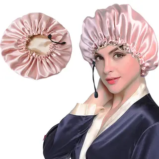 Shower Cap Soft Silk Dual-use Bath Cap Chemotherapy Cap - Gold