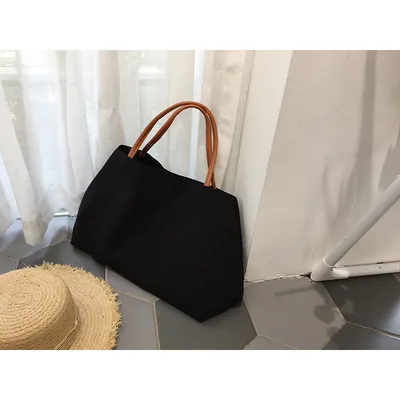 Ins Explosion Models Simple Handbag Pure Color Tote Bagg Black - Shop at LoveMi