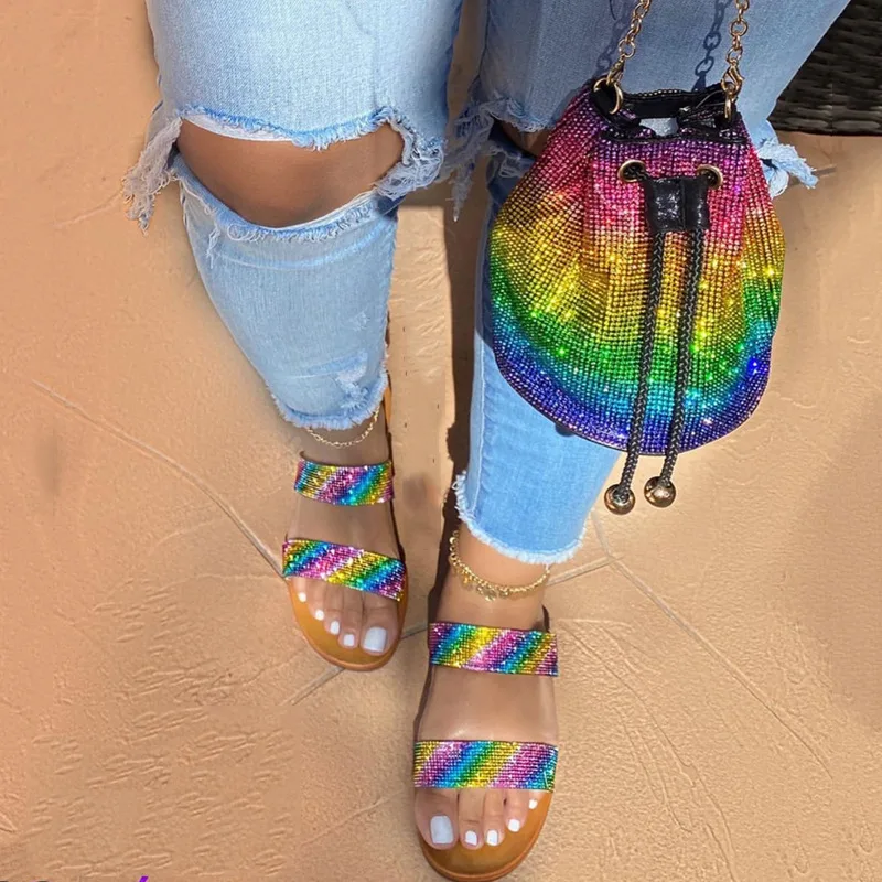 New Cross border European And American Internet Celebrity Rainbow Rhinestones Colorful - Shop at LoveMi