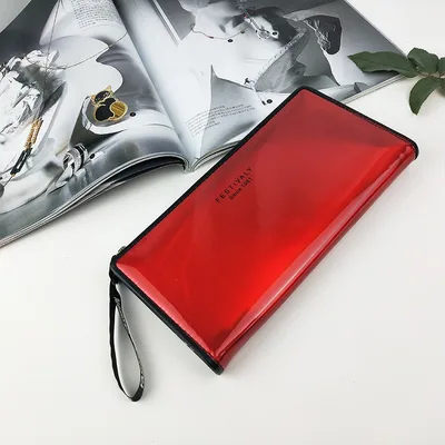 Glossy Laser Hand Holding Ladies Wallet Red - Shop at LoveMi