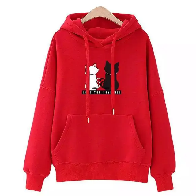 Plus Velvet Thick Fashion All match Korean Loose Top Red - Shop at LoveMi