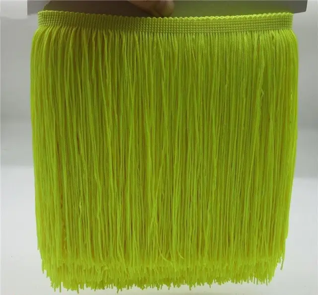 New Latin Skirt Fringed Row Beard Lantern Spike Silk Flag Spike Clothing Accessories Lace Curtain Sewing Accessories Fluorescent Yellow 5M - Shop at LoveMi