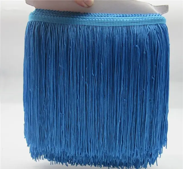 New Latin Skirt Fringed Row Beard Lantern Spike Silk Flag Spike Clothing Accessories Lace Curtain Sewing Accessories Lake Blue5M - Shop at LoveMi