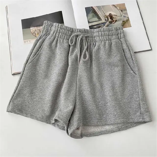 High Waist Loose Thin Versatile Wide Leg A line Hot Pants Grey - Shop at LoveMi