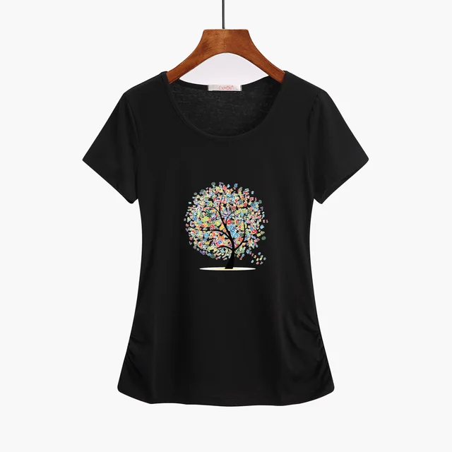 Large Size Loose All match Short Sleeve Women's T shirt Black - Shop at LoveMi