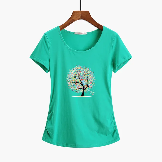 Large Size Loose All match Short Sleeve Women's T shirt Green - Shop at LoveMi