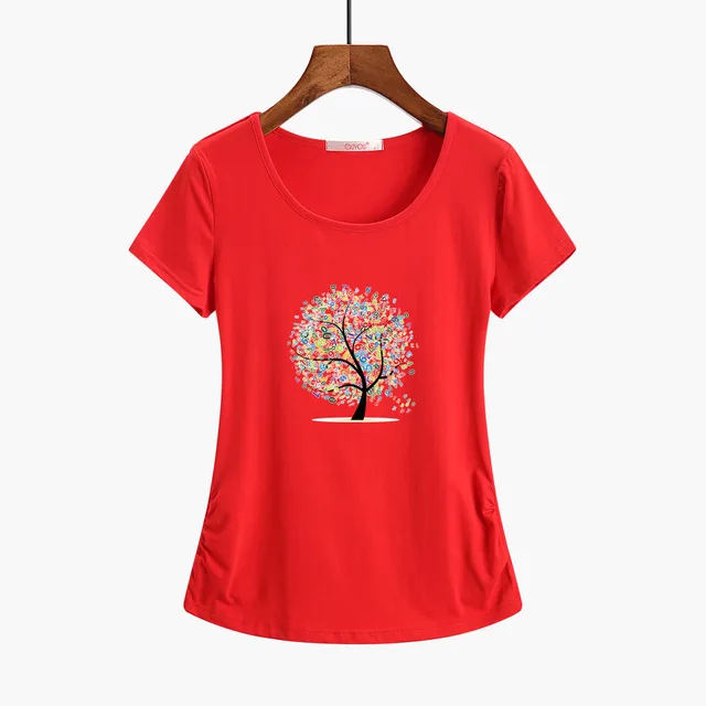Large Size Loose All match Short Sleeve Women's T shirt Red - Shop at LoveMi