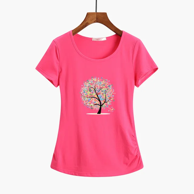 Large Size Loose All match Short Sleeve Women's T shirt Rose Red - Shop at LoveMi