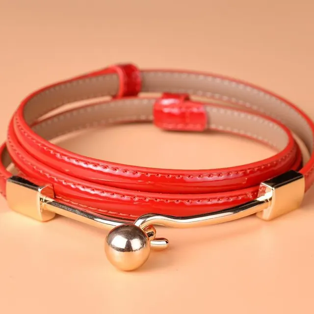Bright Leather Fashion Korean Decorative Belt Women Red - Shop at LoveMi