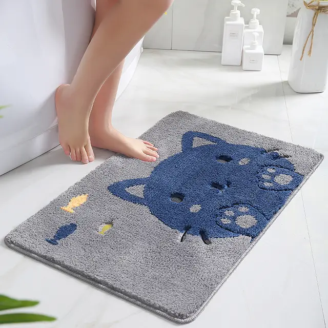 Xia Lang Cartoon Door Mat Door Mat Absorbent Foot Mat Household Door Bathroom Entrance Non slip Mat Carpet Grey - Shop at LoveMi