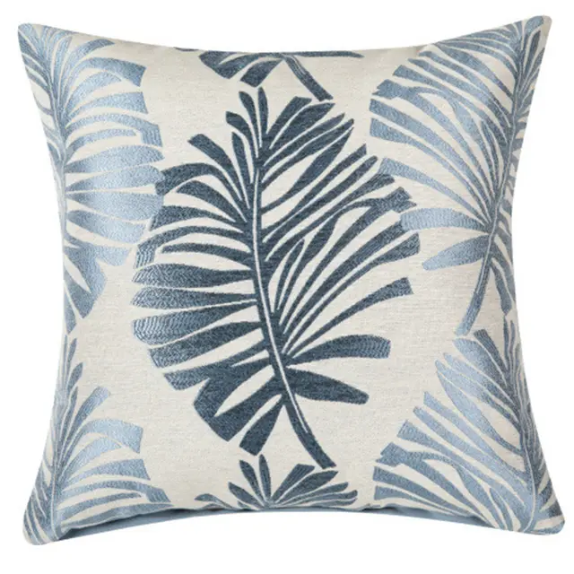 AHome Car Decoration Linen Printed Leaf Cushion Cover Blue - Shop at LoveMi