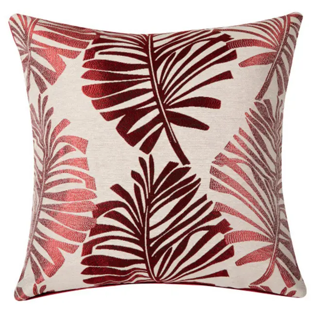 AHome Car Decoration Linen Printed Leaf Cushion Cover Red - Shop at LoveMi