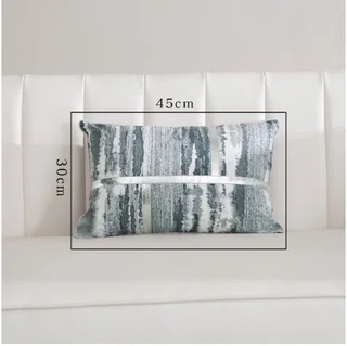 Light Luxury Sofa Cushion Living Room Nordic Velvet Printing Pillow Simple Modern Model Room Pillow Pillowcase - Blue Splicing