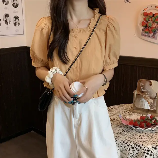 White Shirt Women"s Summer Summer New Design Sense Yellow - Shop at LoveMi
