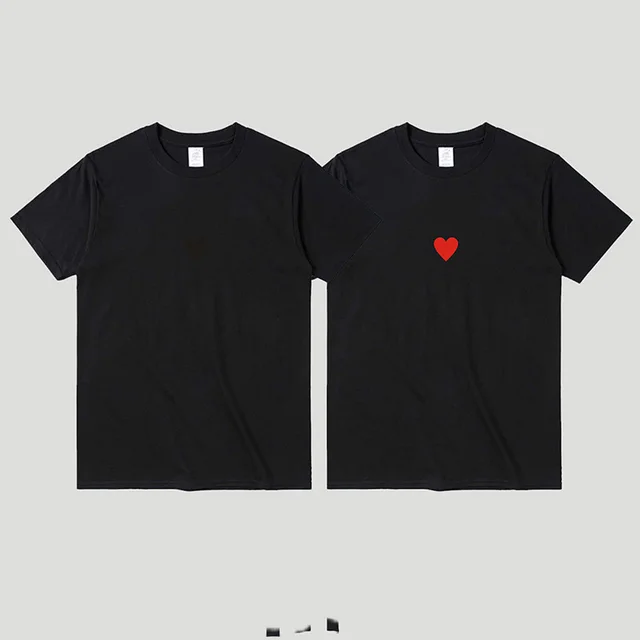Feel Warm And Hot Discoloration Love Peach Pure Cotton Short sleeved T sleeve Black - Shop at LoveMi