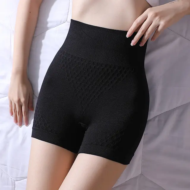 High waisted Abdomen Safety Pants Women's Anti empty Bottoming Square Shorts Black - Shop at LoveMi