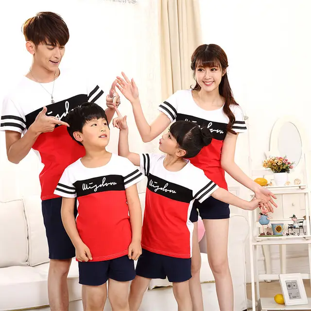 Black, White And Red Color Stripe Parent child Clothing Pants - Shop at LoveMi
