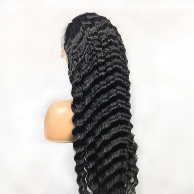 Human Hair 28 30 Deep Wave Lace Frontal Wigs 13 4 Front Wigs 30Black - Shop at LoveMi