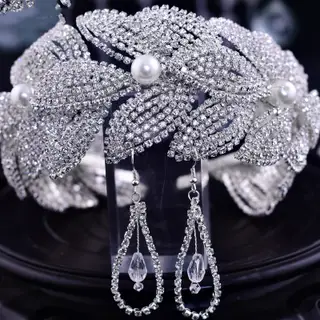 New Rhinestone Leaf Handmade Hair Band - Headwear To Earrings