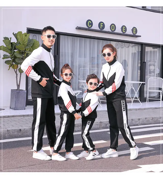 Parent child Sportswear Mother daughter Father son Suit School Uniform Light Grey - Shop at LoveMi