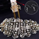 European And American Bridal Headwear With Diamonds - Gold Headgear And Ear Hook Ear