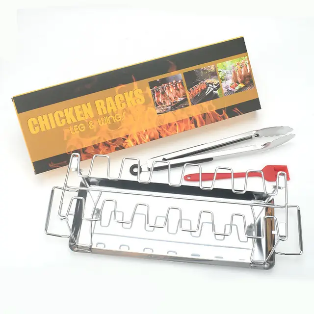 Stainless Steel Folding Portable Chicken Leg Rack Barbecue Tool Set BBQ Barbecue Barbecue Rack 4Piece Chicken - Shop at LoveMi
