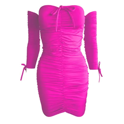 1One shoulder Long sleeved Tube Top Sexy Dress Rose Red - Shop at LoveMi