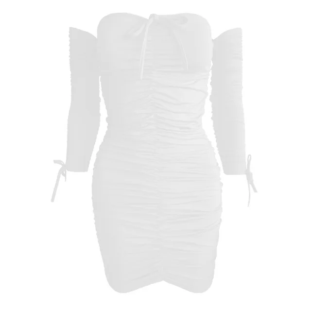 1One shoulder Long sleeved Tube Top Sexy Dress White - Shop at LoveMi