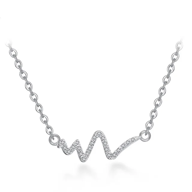 Silver Necklace Korean Lightning Necklace Female Simple ECG Decoding Short Necklace Clavicle Chain With Jewelry Necklace - Shop at LoveMi