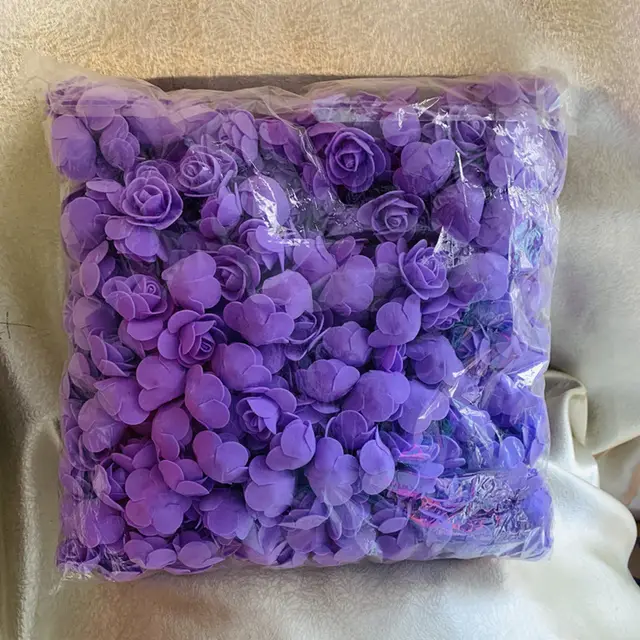 Lot Diameter 3cm Foam Rose Artificial Flowers Gifts Box Diy Wedding Christmas Home Decor art materials Purple - Shop at LoveMi