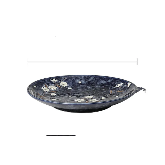 Japanese style Tableware Plate Steak Plate Dinner Plate Flat Plate Blue - Shop at LoveMi