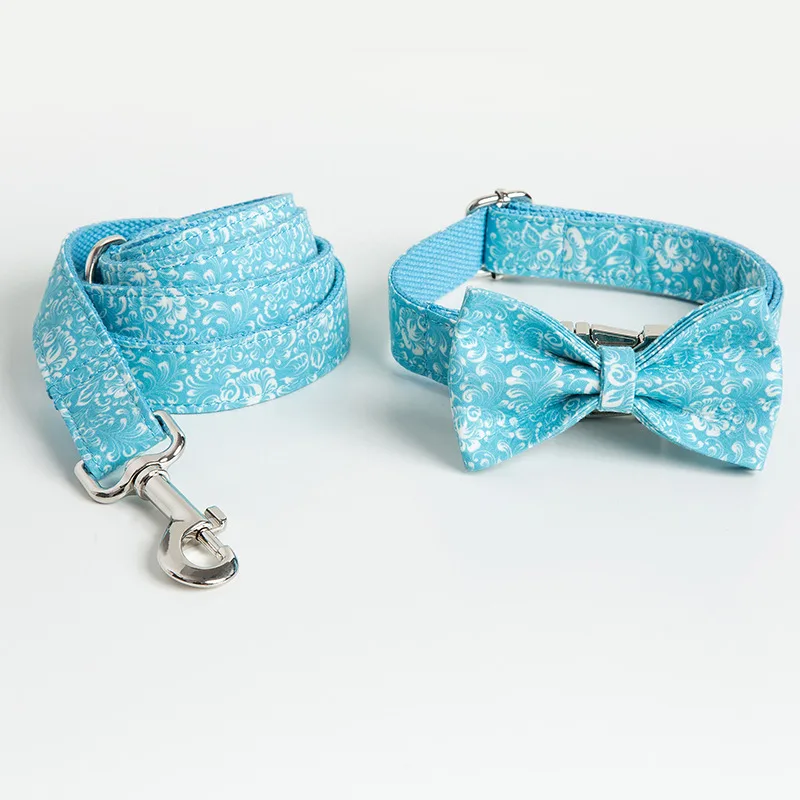 Personalised Dog Collar Traction Rope Bow Set - Photo Colour