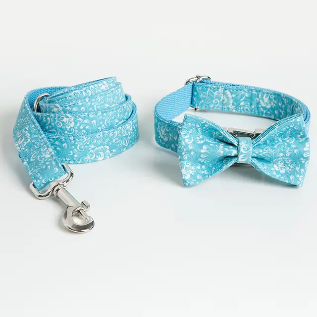 Personalized Dog Collar Traction Rope Bow Set Photo Color - Shop at LoveMi