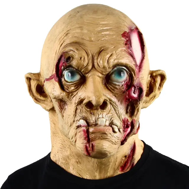 Latex Mummy Old Man Mask Headgear Party Horror Scary Skin Color - Shop at LoveMi