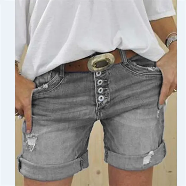 Women's Shorts Denim Straight Pants Black Dark Cotton Jeans Grey - Shop at LoveMi